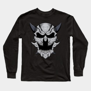 Angry Horned Skull Demon Long Sleeve T-Shirt